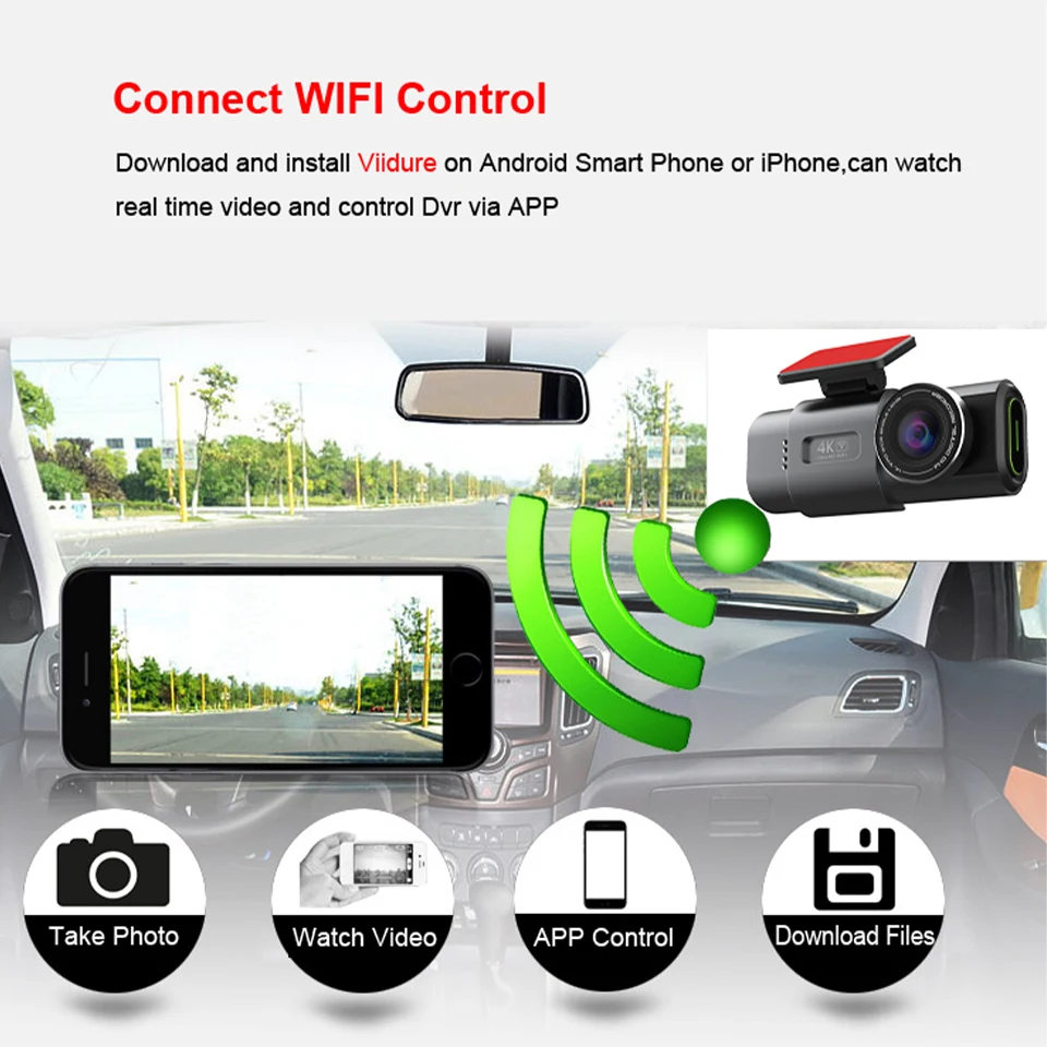 Dash Cam Car Camera Dual Lens 4K UHD Recording DVR Night Vision Video Recorder Built-In Wi-Fi Support GPS 24H Parking Car Camera - Image 4
