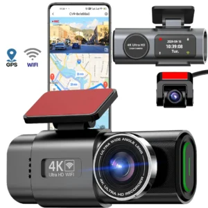 Dash Cam Car Camera Dual Lens 4K UHD Recording DVR Night Vision Video Recorder Built-In Wi-Fi Support GPS 24H Parking Car Camera